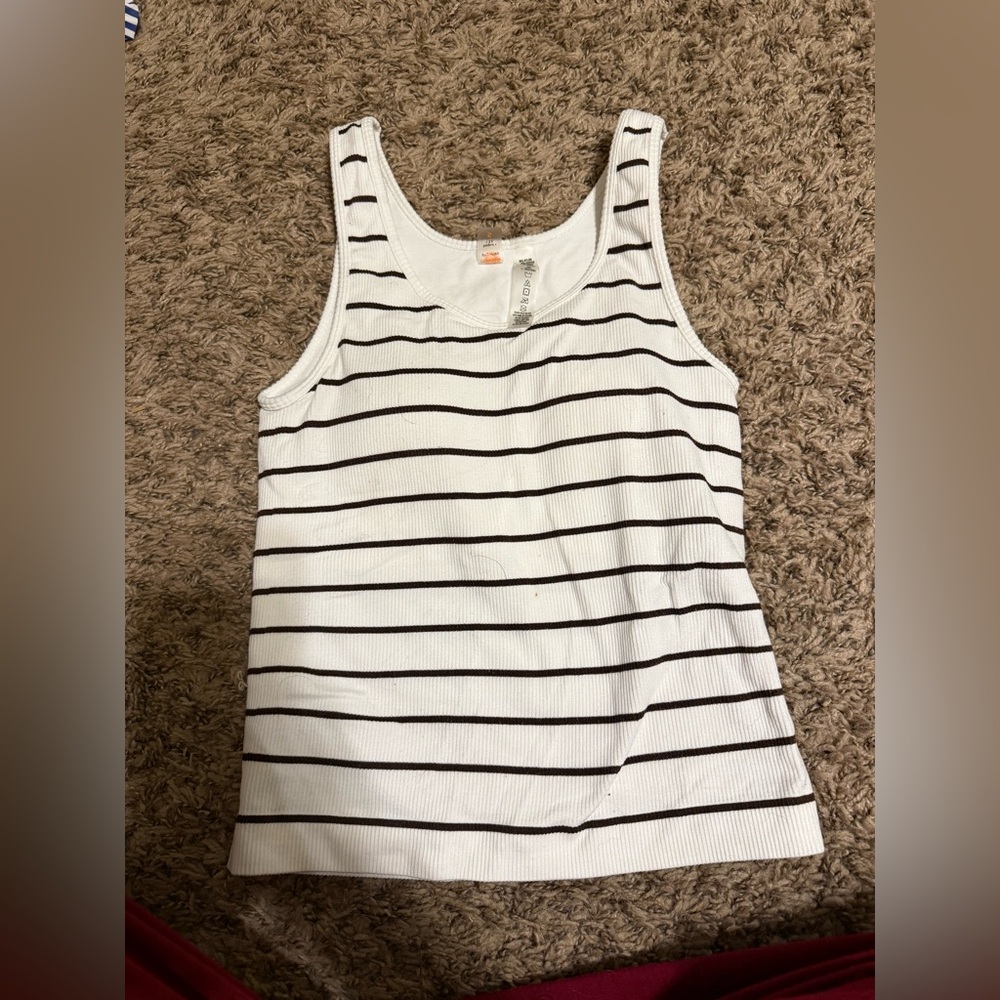 White and Brown Striped Tank Top